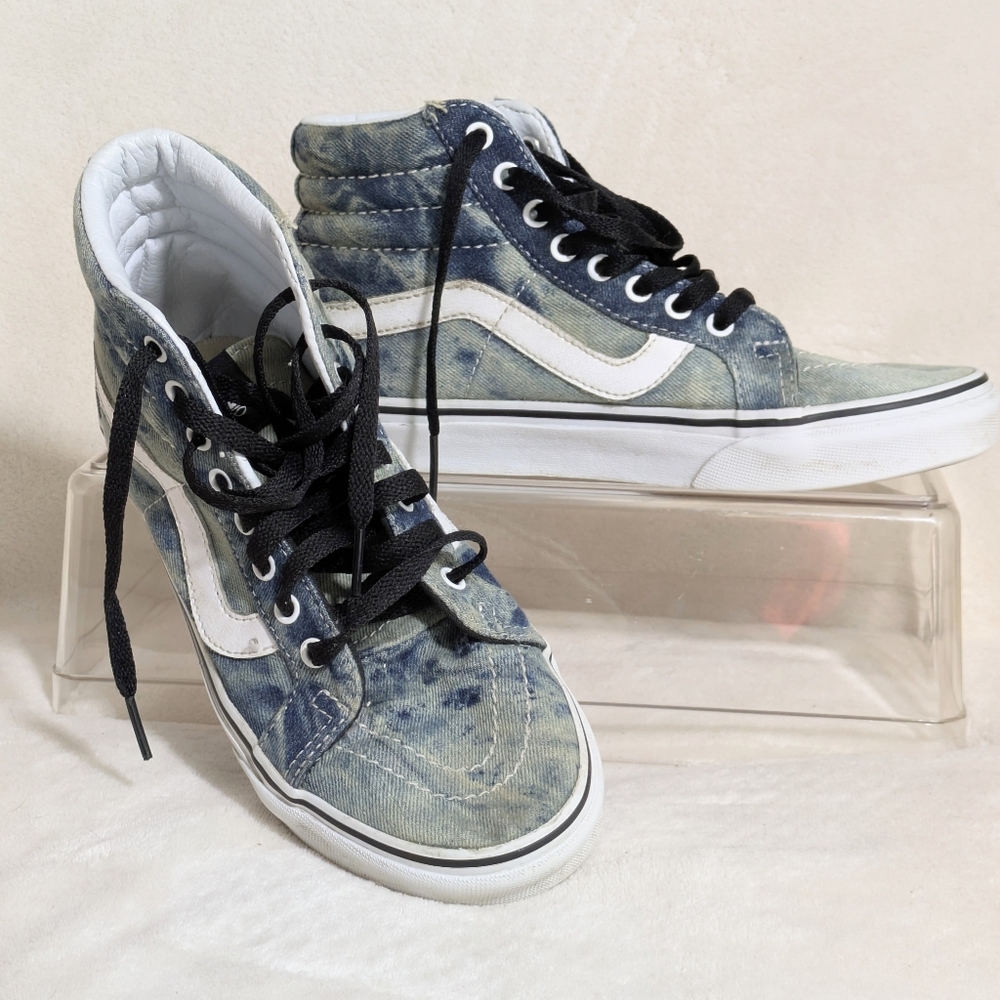 Vans Sk8-Hi Acid Wash Denim Jean‎ Sneakers Skater Grunge Goth Sz W6.5 M5